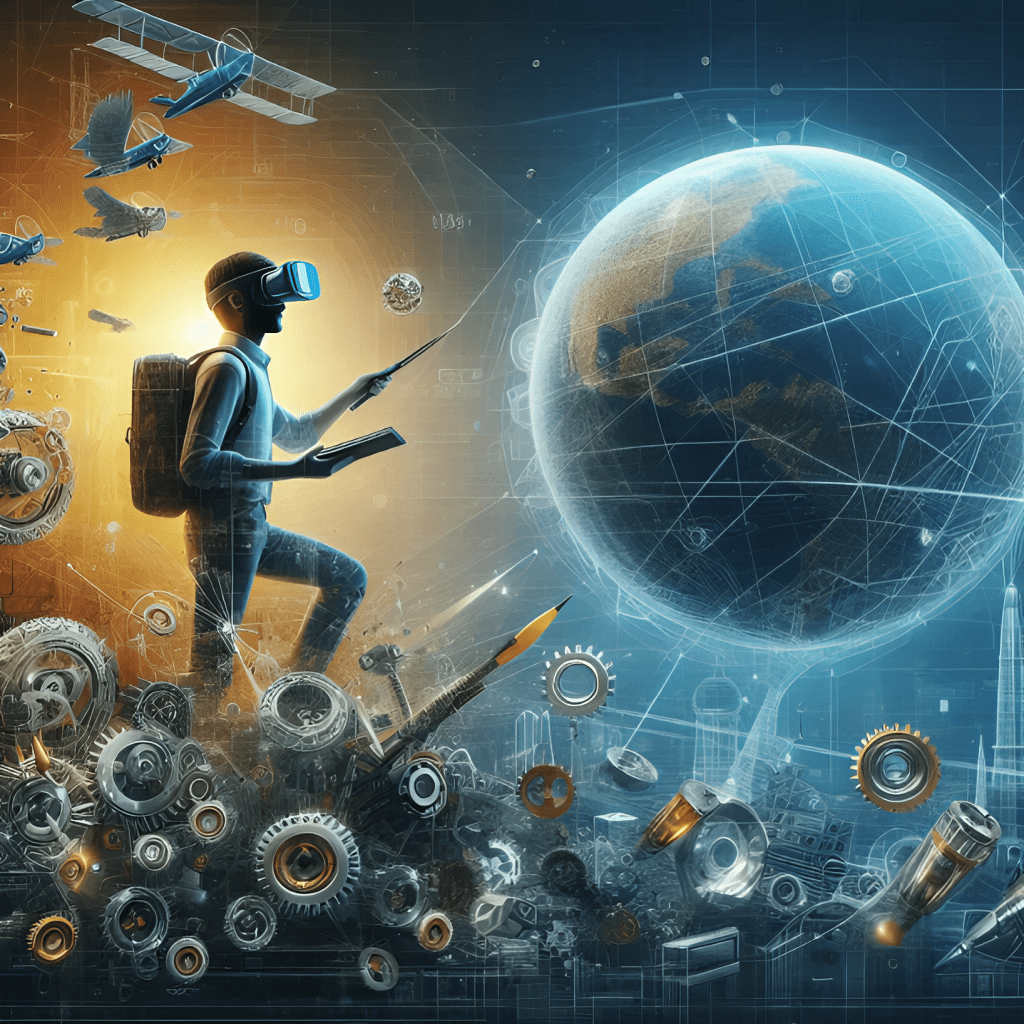 Engineer using VR headset for project visualization